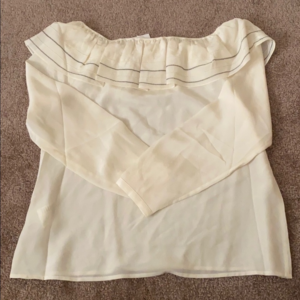 Women's Off-Shoulder Ruffle Blouse - Cream - Picture 7 of 8